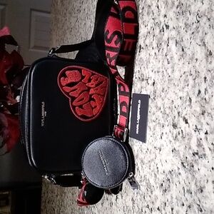 Karl Lagerfeld Black Bag with Red Heart Design ❤